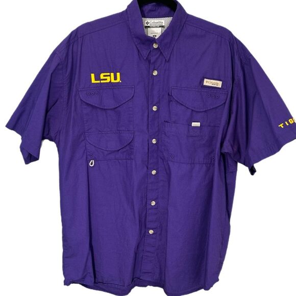 Columbia Collegiate PFG Tamiami Short-Sleeve Button-Down Shirt for Men’s Medium - Picture 2 of 16